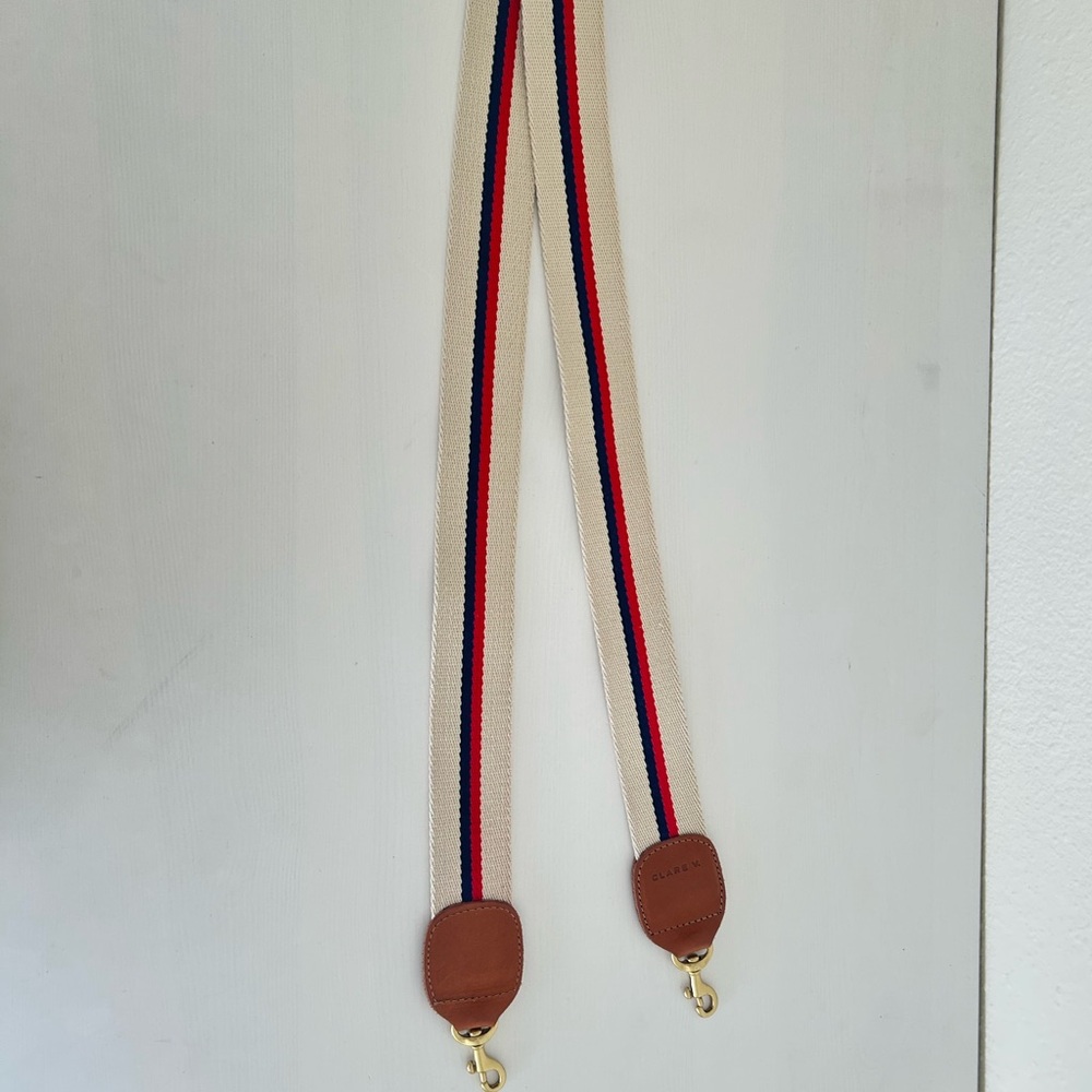 Clare V. Navy and Red Stripe Crossbody Strap